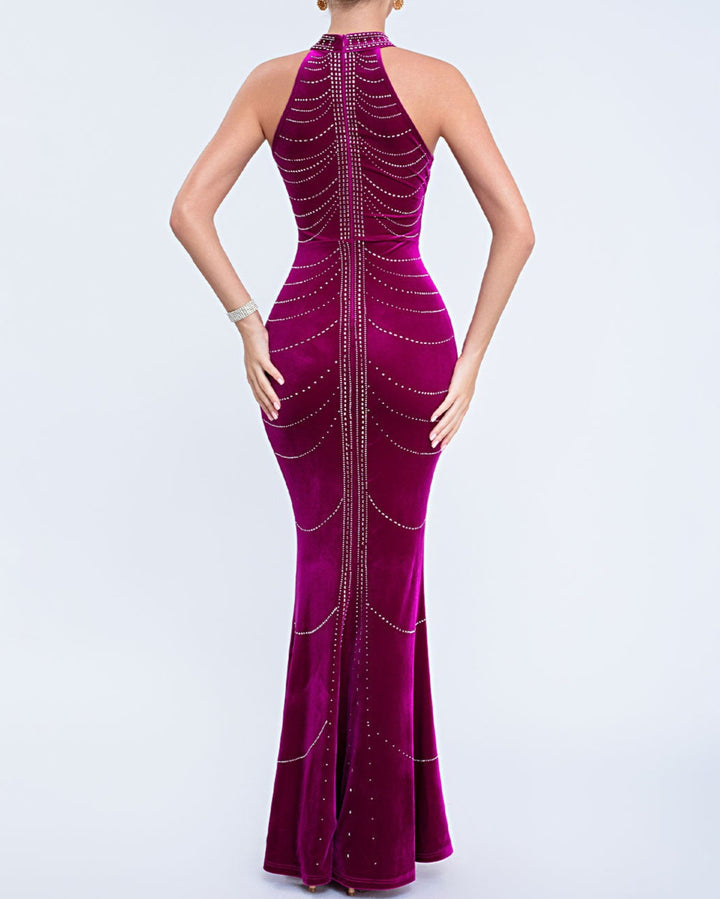 halter gown with crystal chain embellishments – NOVACIL
