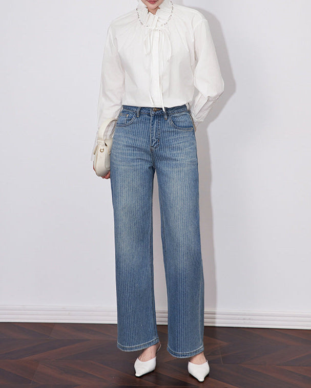 Haut à manches évasées plissées et ensemble jupe longue avec ceinture à la taille – Rosiny 