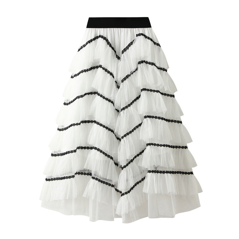 Layered ruffle tulle midi skirt – AURORA