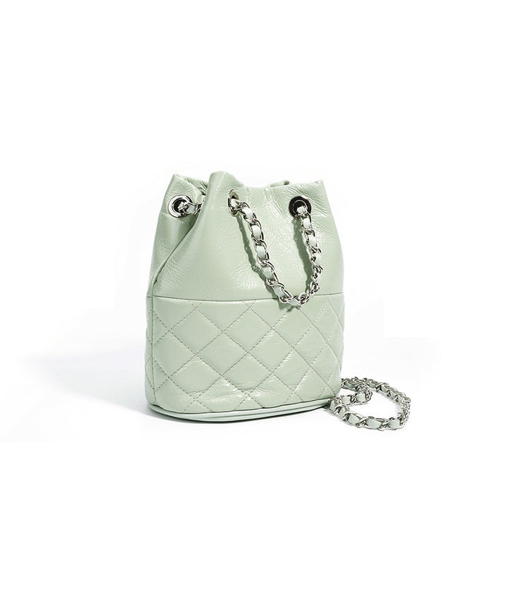 quilted metallic bucket bag with chain strap – AUMITRA