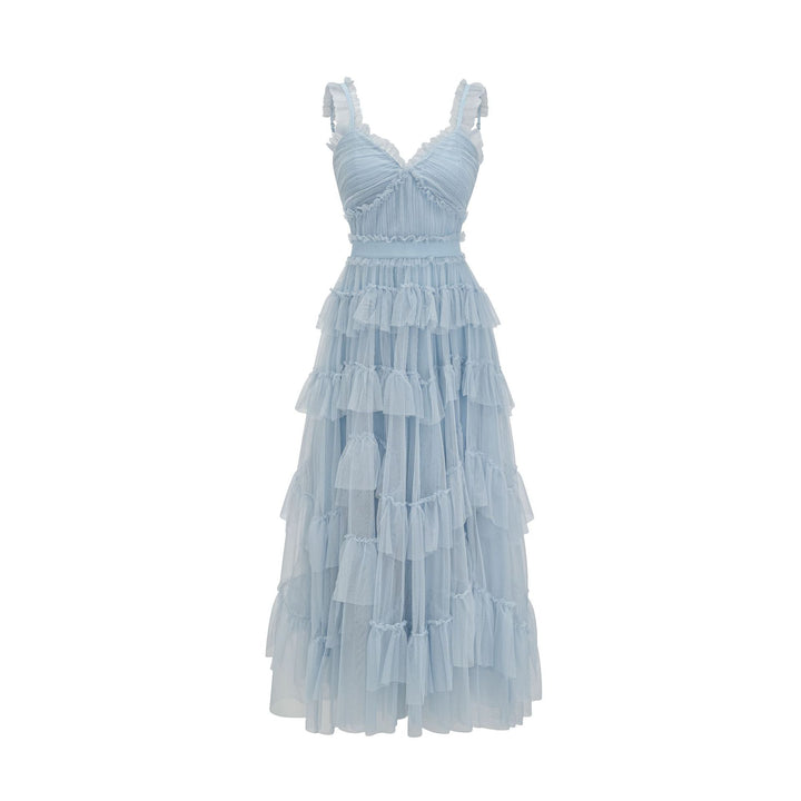 tiered tulle dress with ruched bodice – CORDELIA
