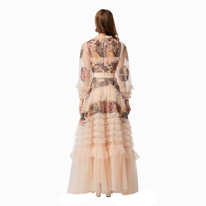 embroidered tulle gown with tiered ruffle skirt – SERAPHINA