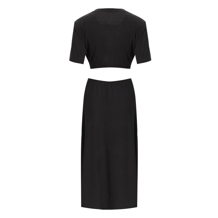 short sleeve cut-out maxi dress with twisted knot - AURABLI