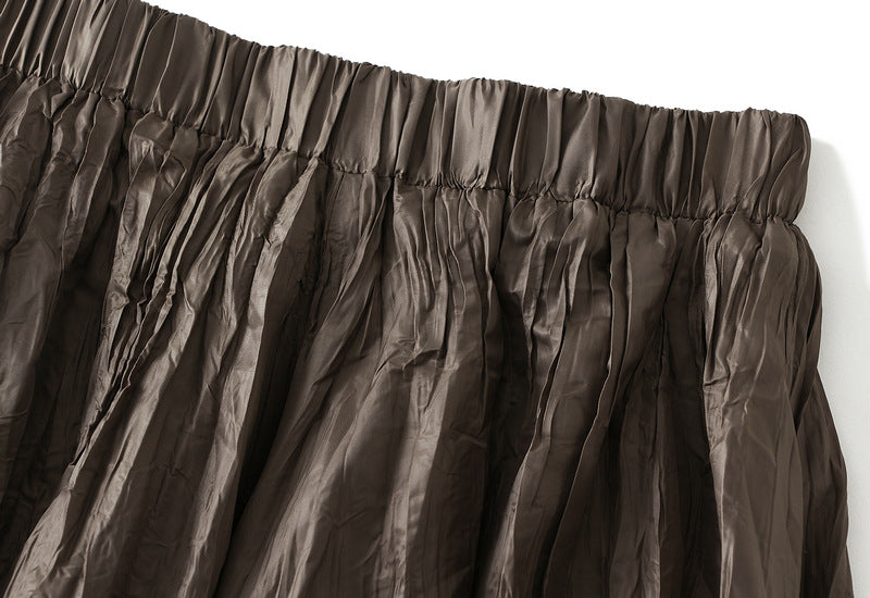 crinkled full-volume maxi skirt with elastic waist – TERRA