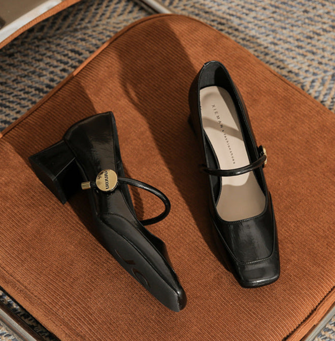 حذاء بكعب مربع مع حزام رفيع - أريانري