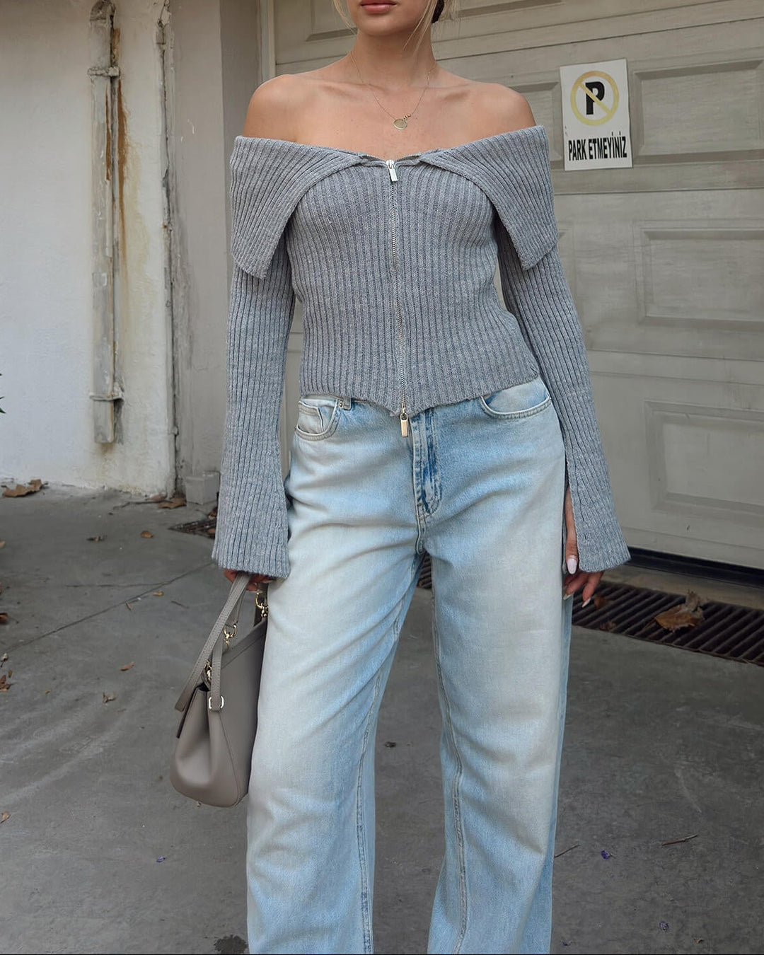 Geplooide top met uitlopende mouwen en maxi-rok set met tailleband – Rosiny 