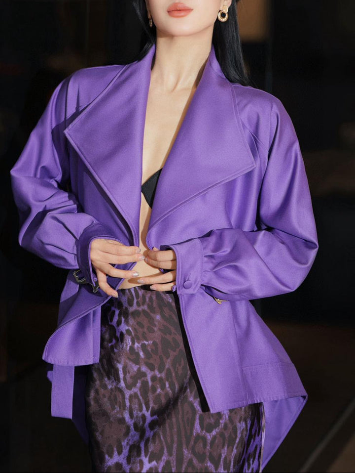 asymmetric belted jacket with wide lapel – VARESSA