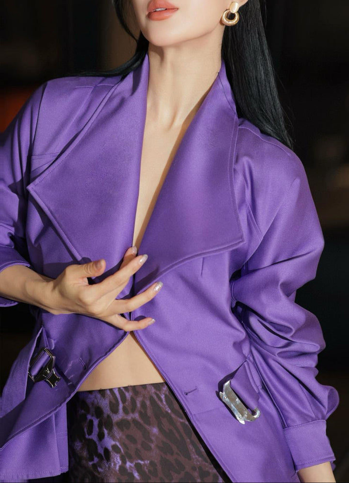 asymmetric belted jacket with wide lapel – VARESSA