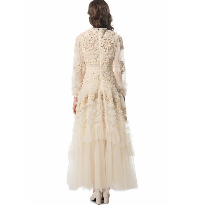 lace and tulle gown with tiered ruffles – AMÉLIE