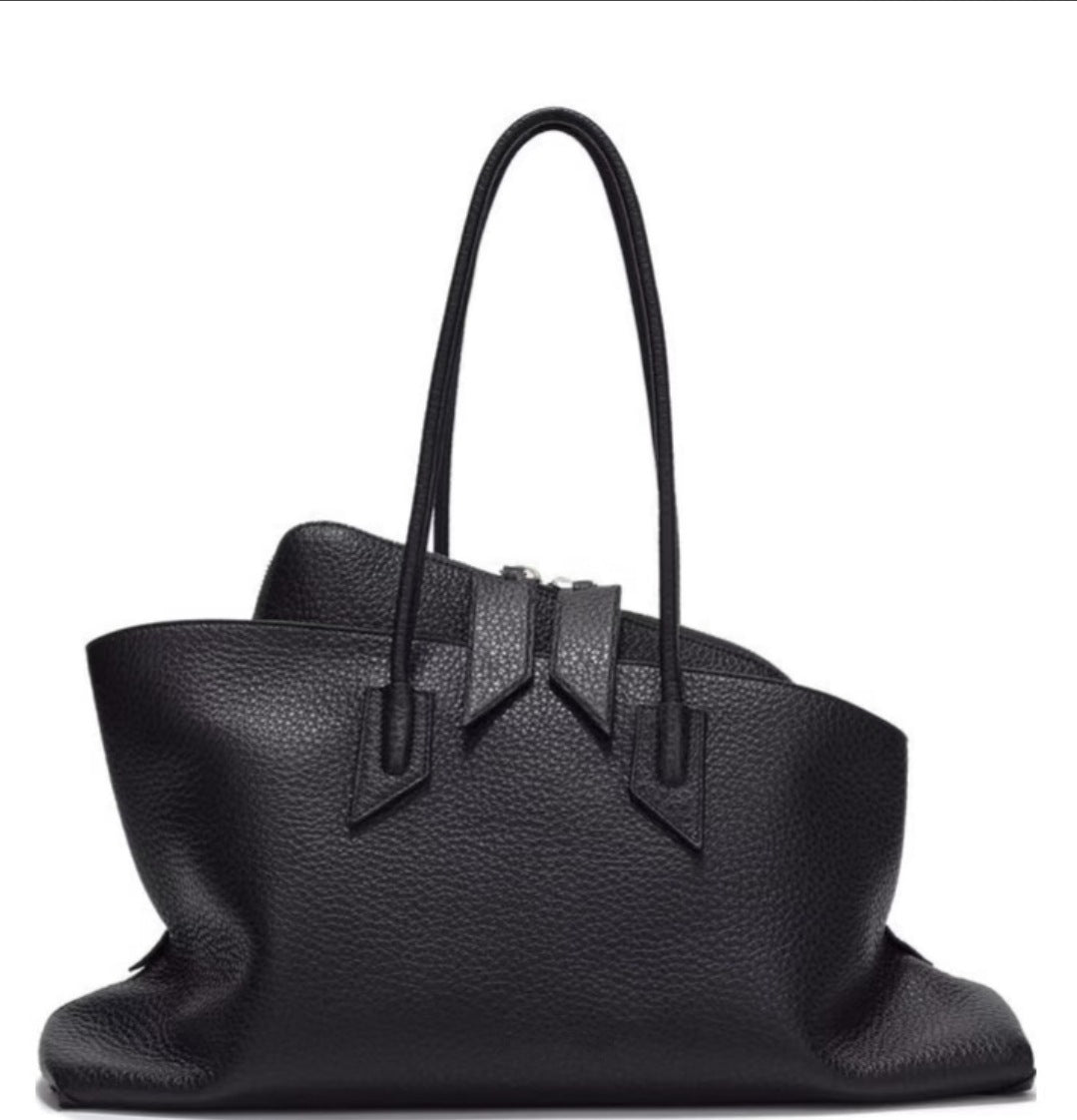 sac cabas en rotin tissé avec doubles poignées en cuir – LÉONIE 