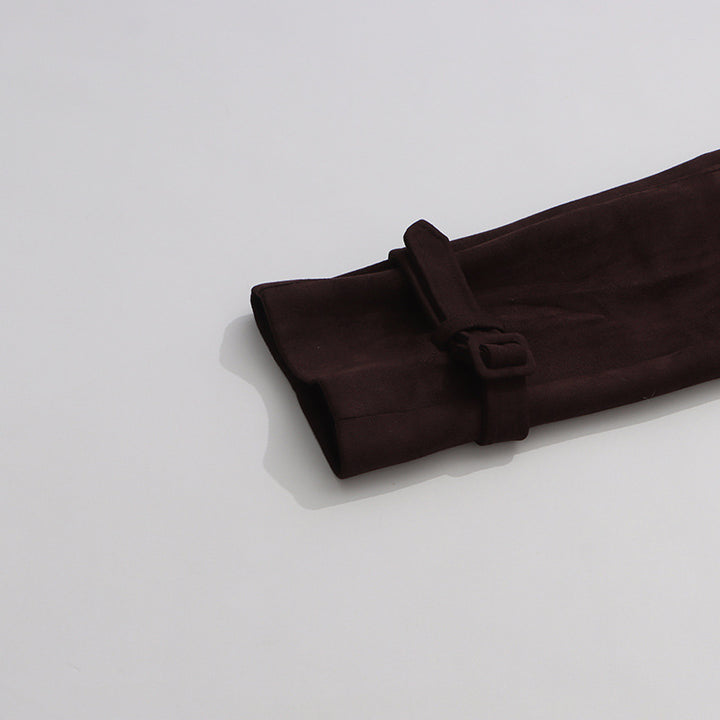 جاكيت ترنش قصير مع حزام عند الخصر - سيينا