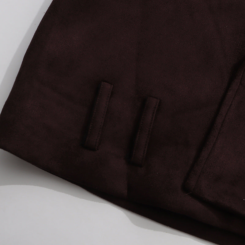 جاكيت ترنش قصير مع حزام عند الخصر - سيينا