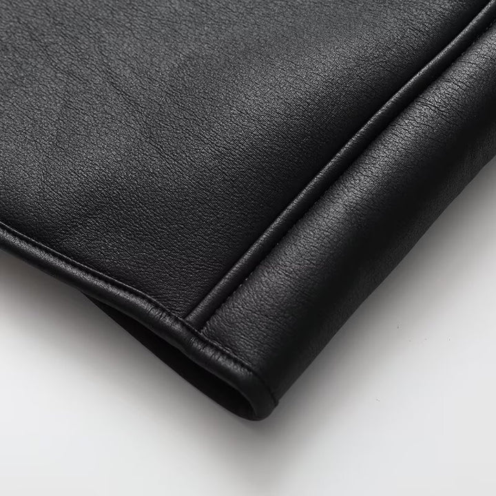 zip-front faux leather shearling jacket – ANOUR