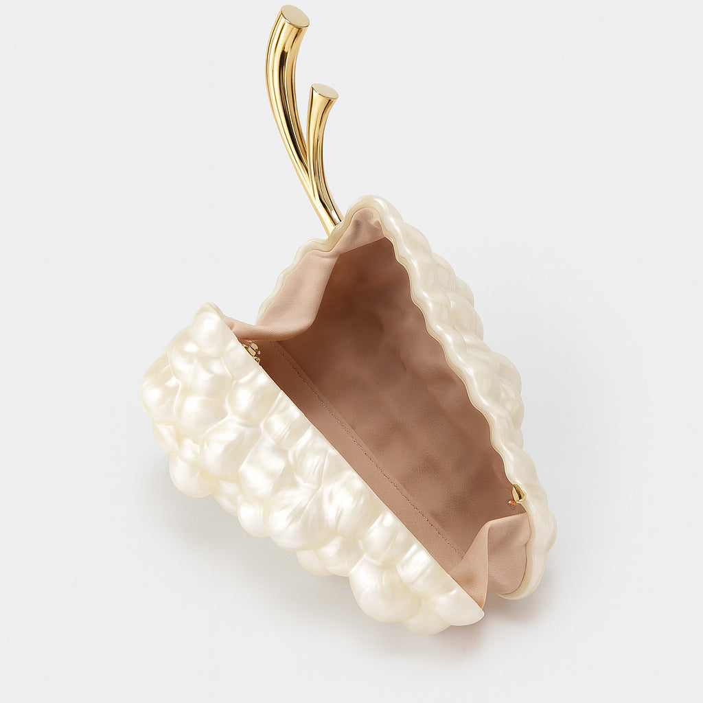 metallic bubble clutch bag with gold handle – BERRY