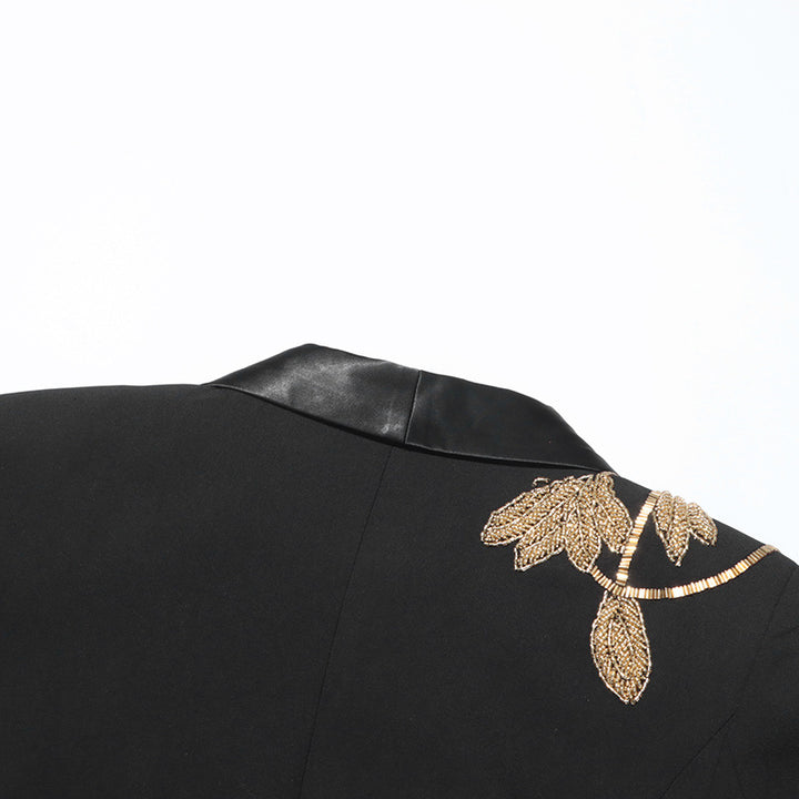 tailored blazer suit with beaded leaf embroidery – AURELIA