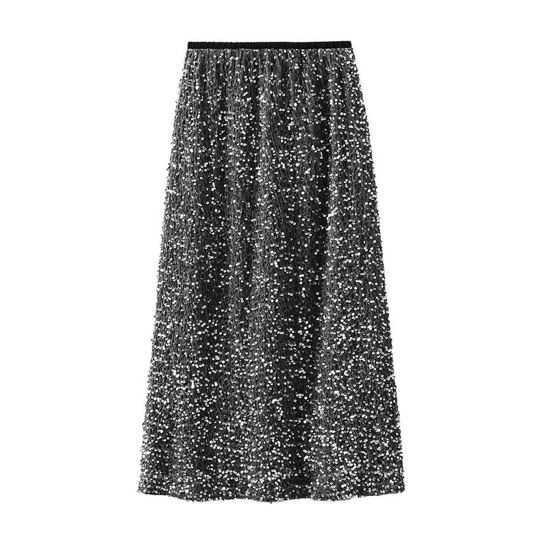 full sequin A-line midi skirt – LUNARG