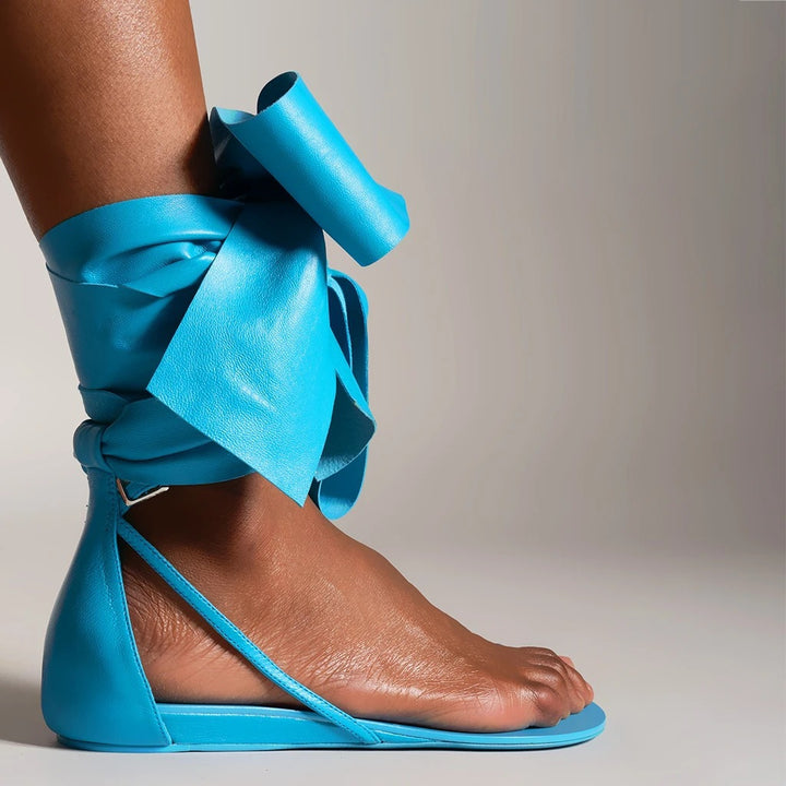 flat sandals with oversized ankle bow – RIVIERA