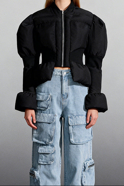 puff-sleeve cropped padded jacket – ARDEN