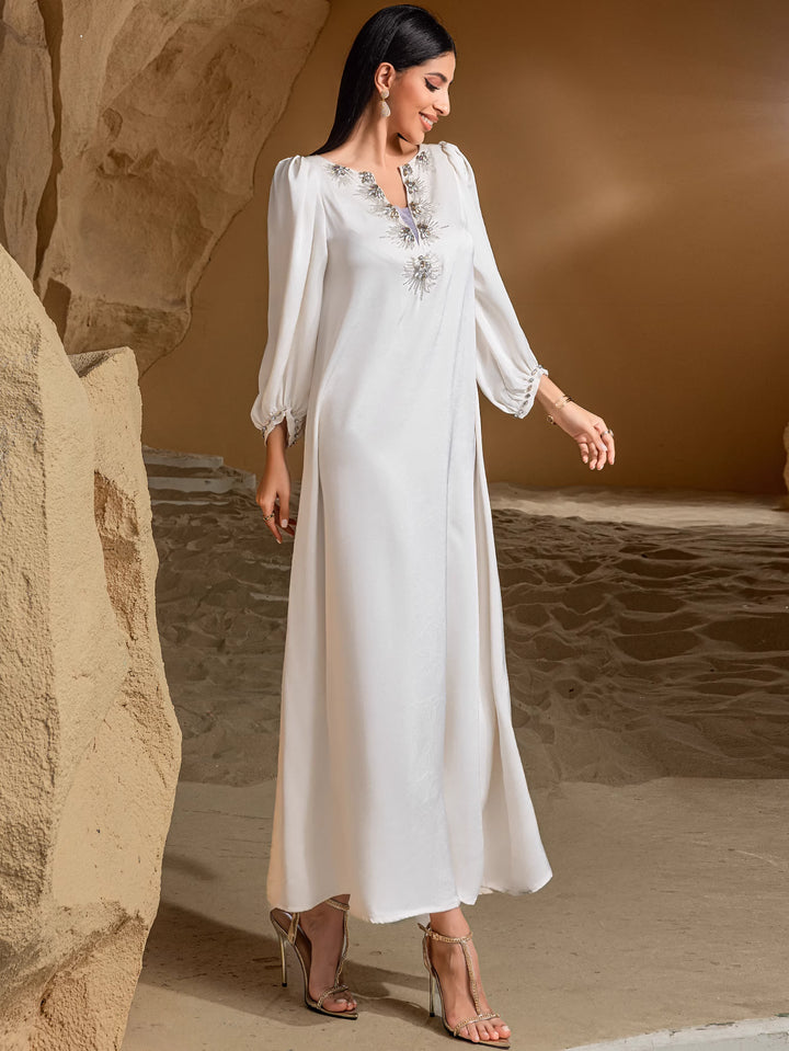 draped maxi dress with side gathering - ALYANU