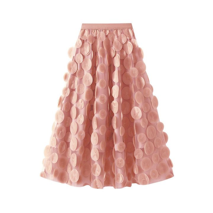 3D circle appliqué tulle skirt – LUMI