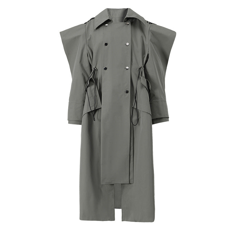 draped sleeveless trench coat with layered panels – ASHEN
