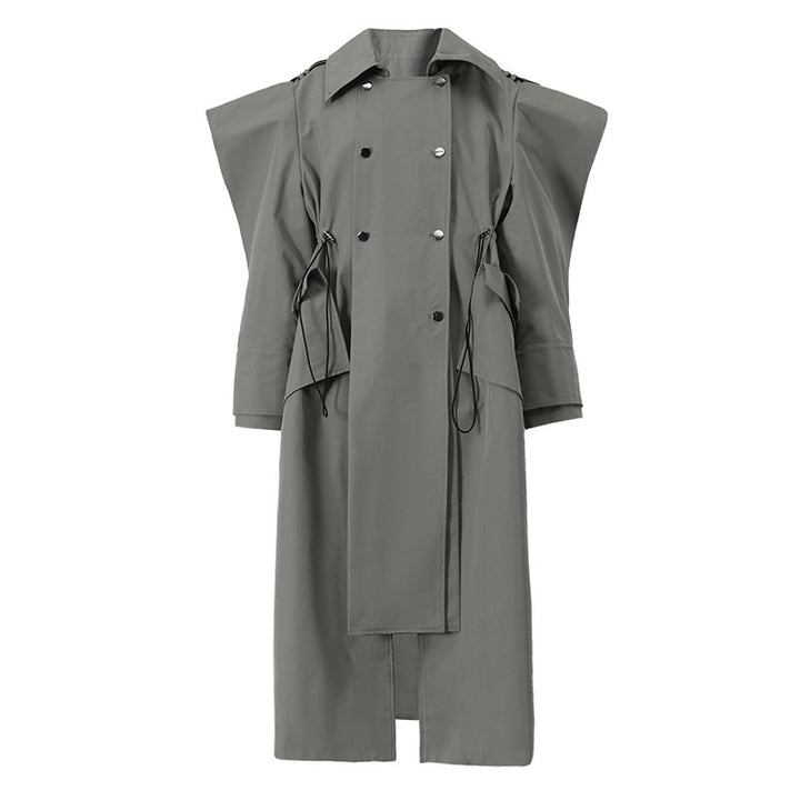 draped sleeveless trench coat with layered panels – ASHEN