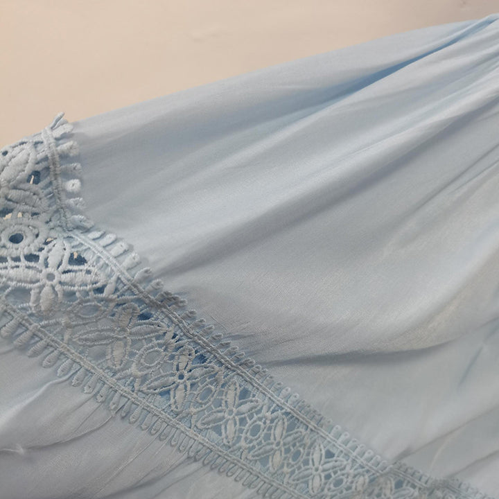 Haut à manches évasées plissées et ensemble jupe longue avec ceinture à la taille – Rosiny 