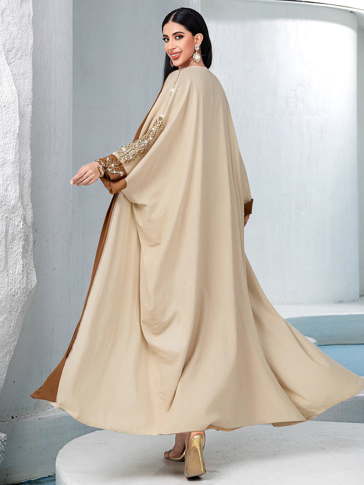 costume évasé sur mesure avec manches bouffantes en satin – VALENCIA 