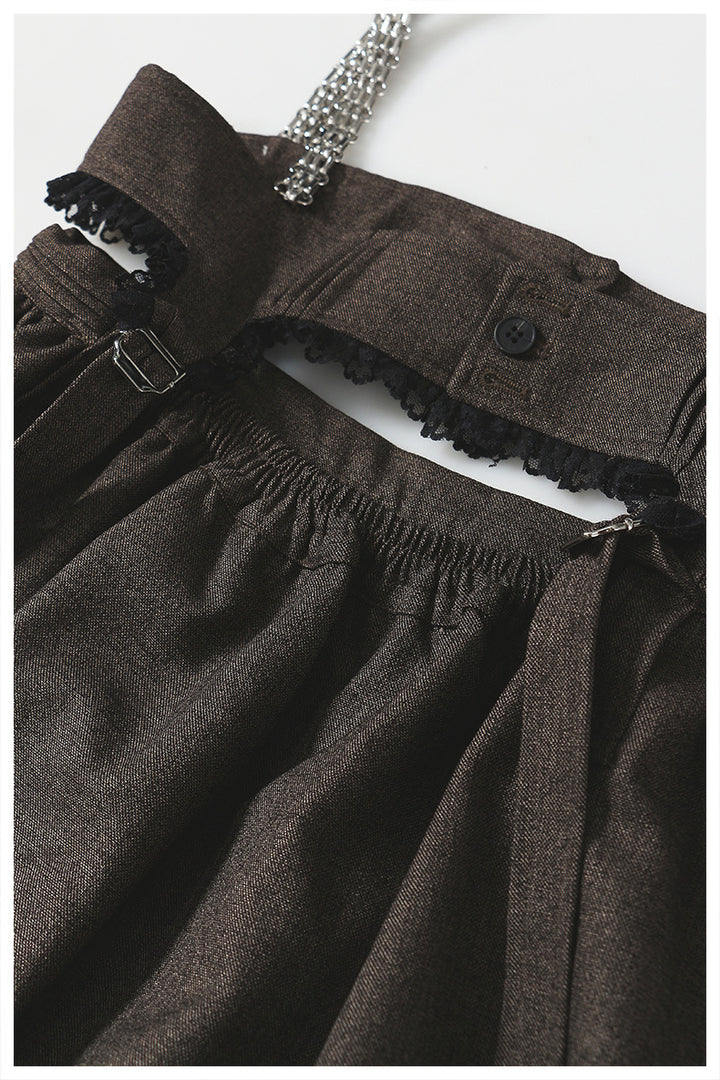 Asymmetrical Ruched Mini Dress with Chain Straps – NASR