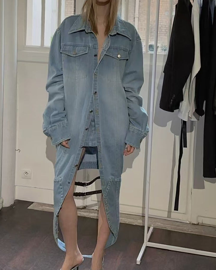 Geplooide top met uitlopende mouwen en maxi-rok set met tailleband – Rosiny 