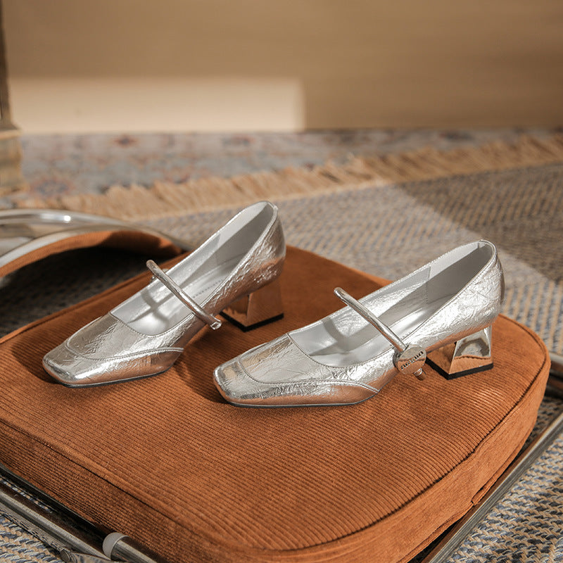 حذاء بكعب مربع مع حزام رفيع - أريانري