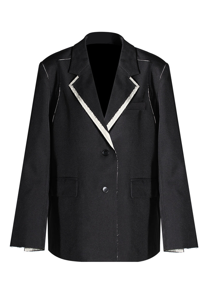 tailored black blazer with contrast trim – NOIR