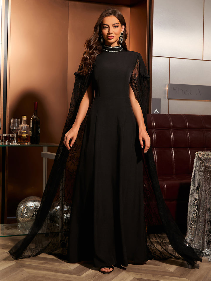 Geplooide top met uitlopende mouwen en maxi-rok set met tailleband – Rosiny 