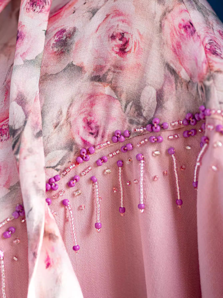 فستان فضفاض مع عباءة زهرية - أمارا