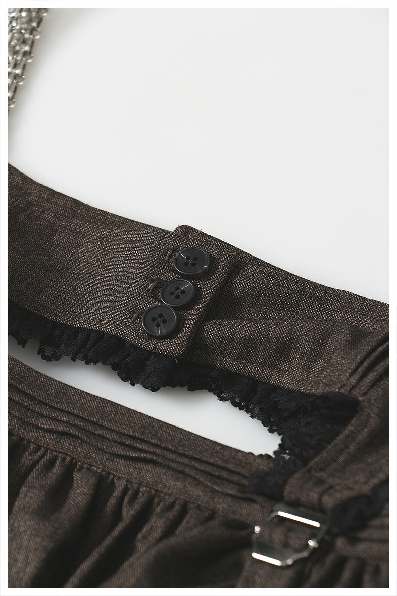 Asymmetrical Ruched Mini Dress with Chain Straps – NASR