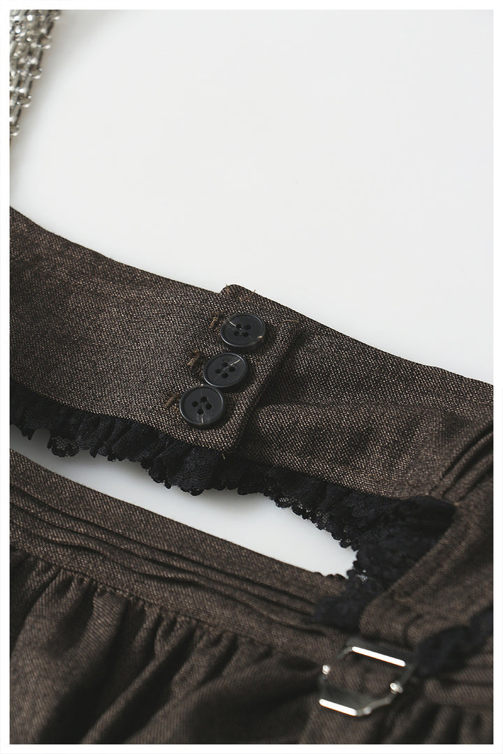 Asymmetrical Ruched Mini Dress with Chain Straps – NASR