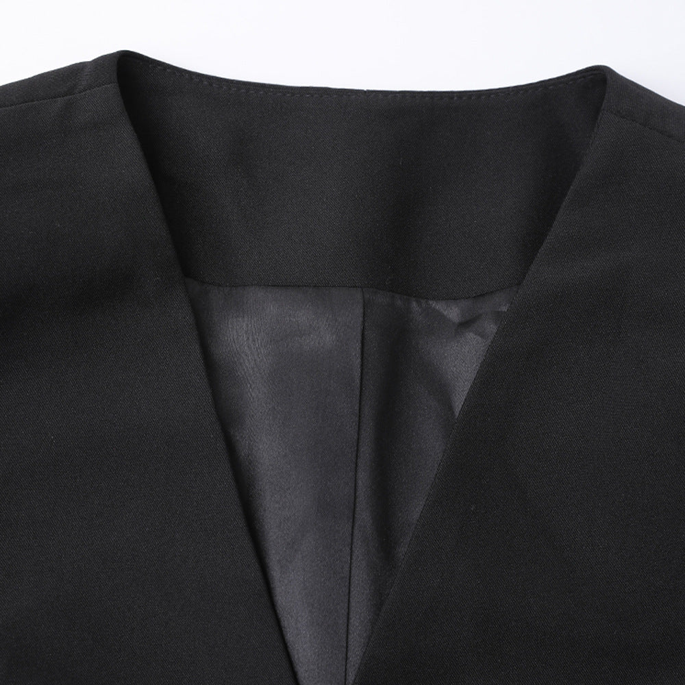 فستان بليزر قصير بأكمام منفوخة متباينة اللون – نوفاكر