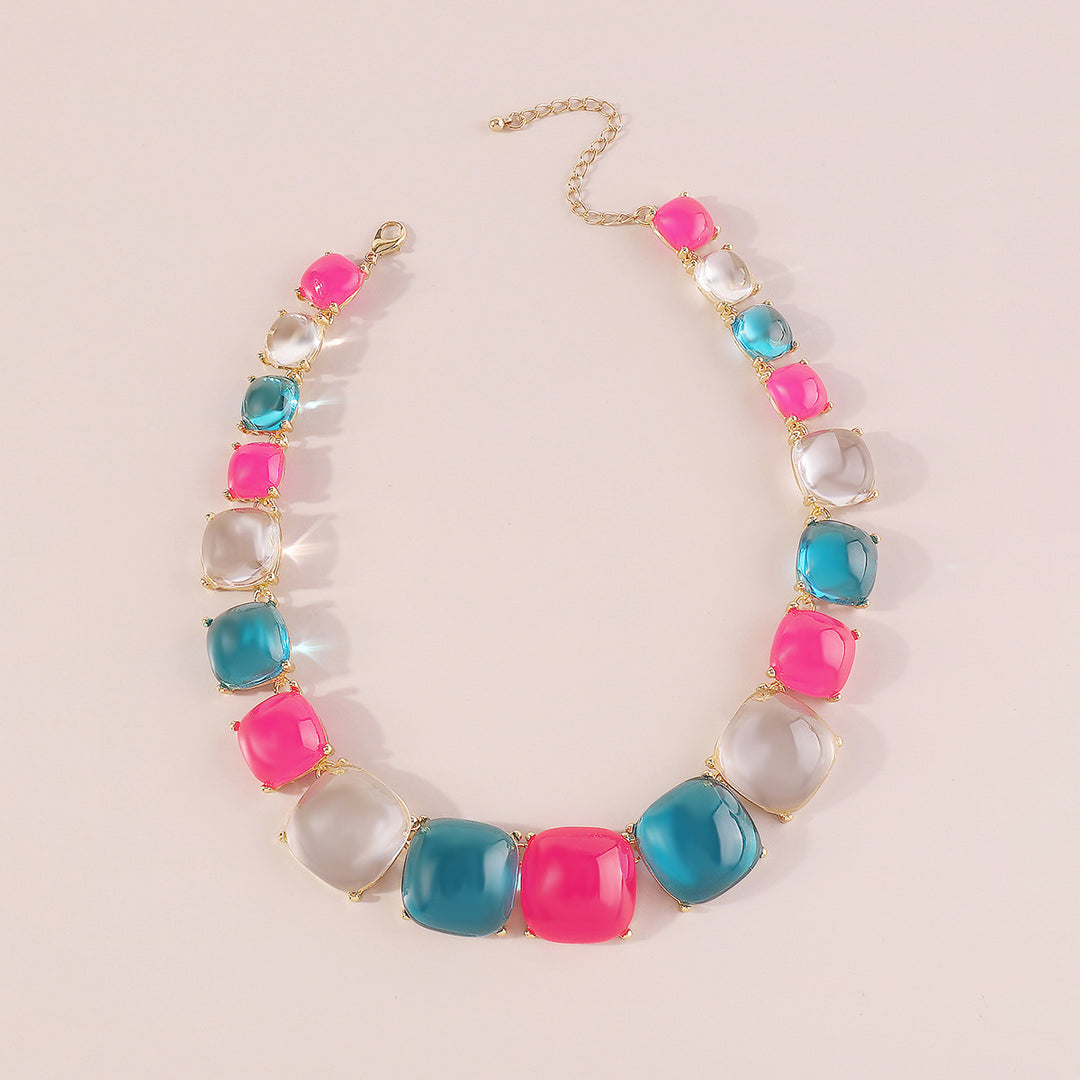 mehrfarbige Kettenhalskette mit Emaille-Seeanhängern - CORALIA 