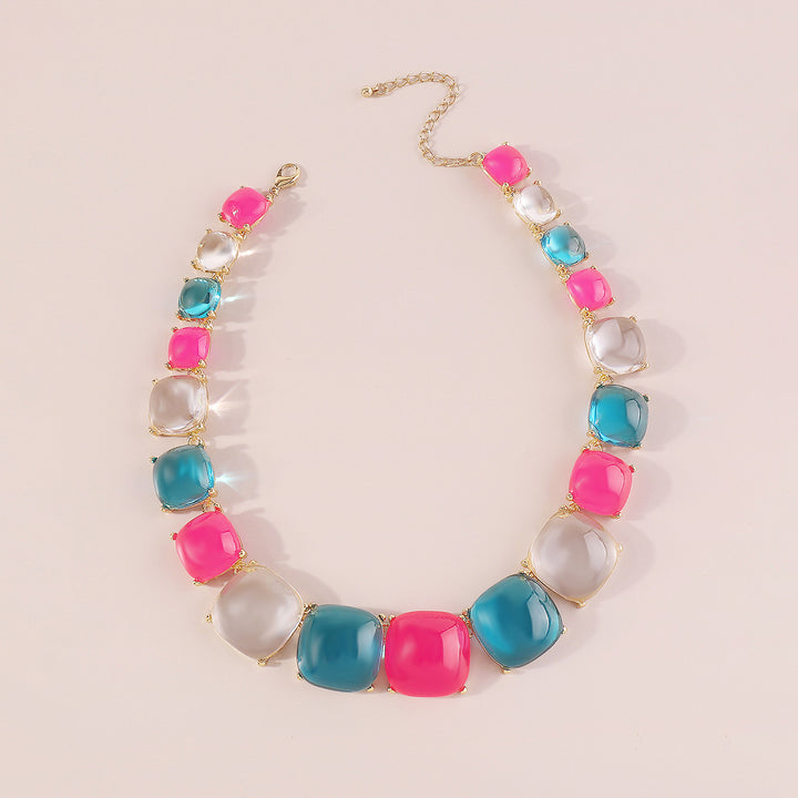 mehrfarbige Kettenhalskette mit Emaille-Seeanhängern - CORALIA 