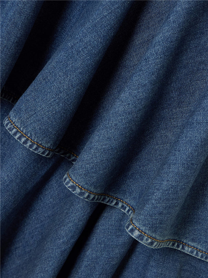 Geplooide top met uitlopende mouwen en maxi-rok set met tailleband – Rosiny 