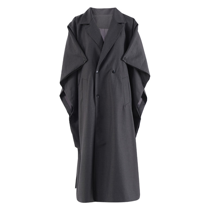 oversized cape-style trench coat with structured lapels – UMBRA