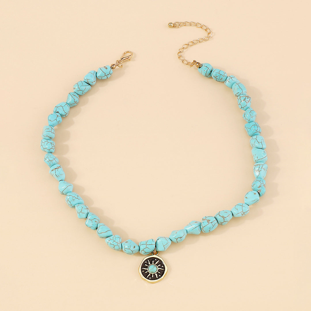 turquoise bead necklace set with symbolic pendants – AZURA