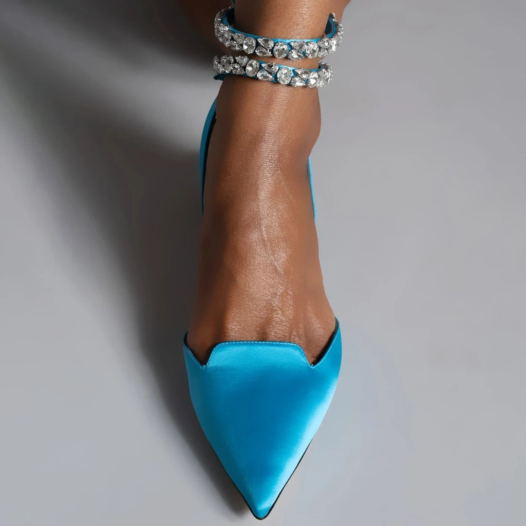 pointed flats with crystal ankle straps – LUMINA