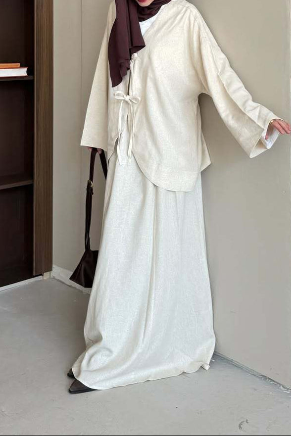 Textured Tie-Front Jacket & Maxi Skirt Set – ELARA