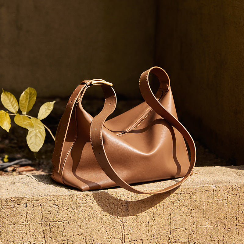 soft leather shoulder bag with buckle strap – ARYKLA
