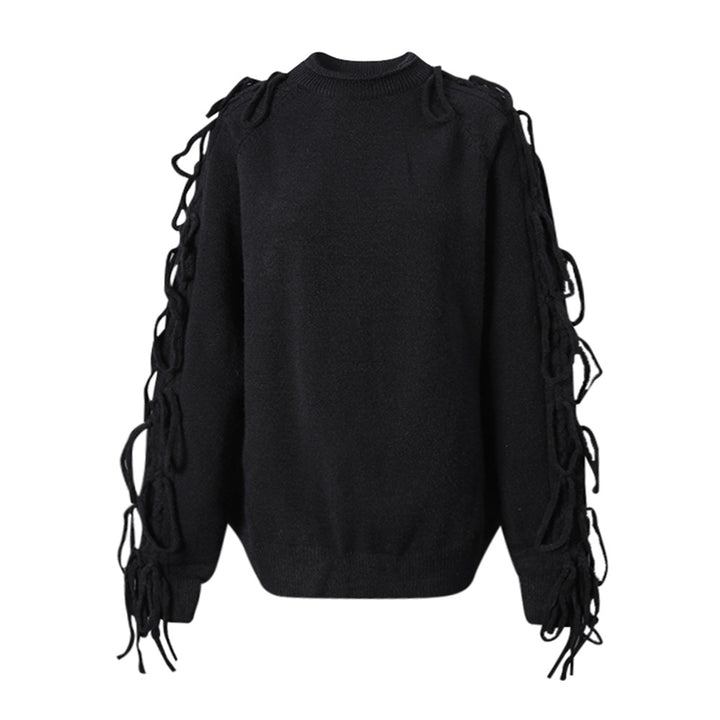 lace-up sleeve knit sweater with relaxed fit – NOCTIS
