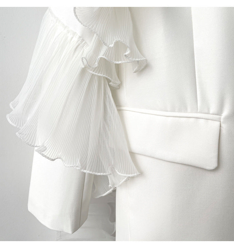 Geplooide top met uitlopende mouwen en maxi-rok set met tailleband – Rosiny 