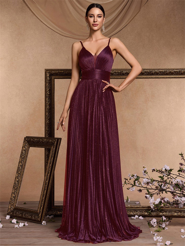 Plissiertes Oberteil mit ausgestellten Ärmeln und Maxirock-Set mit Taillengürtel – Rosiny 