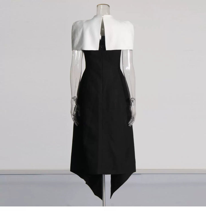 Asymmetric Halter Midi Dress - LORANA