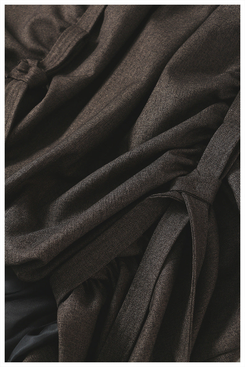 Asymmetrical Ruched Mini Dress with Chain Straps – NASR